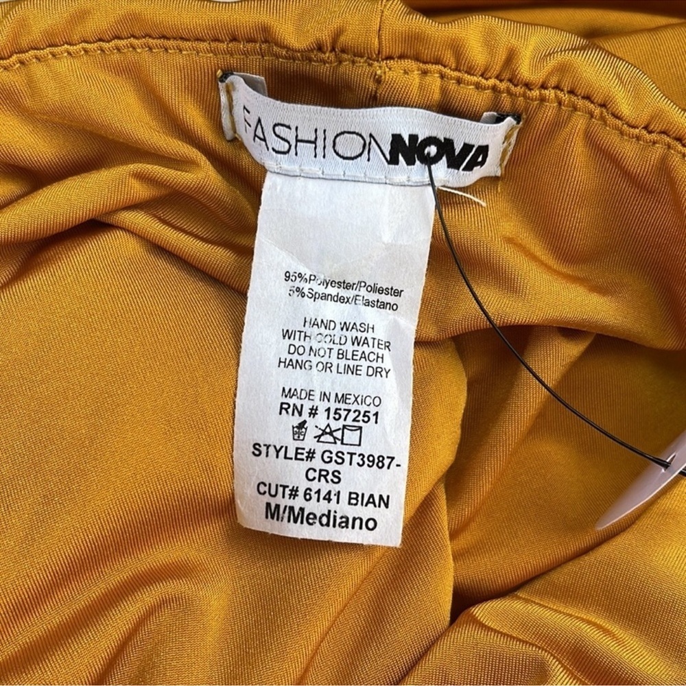 Fashion Nova Women’s Elegant Mustard Yellow Knotted Skirt Size M - Picture 9 of 9